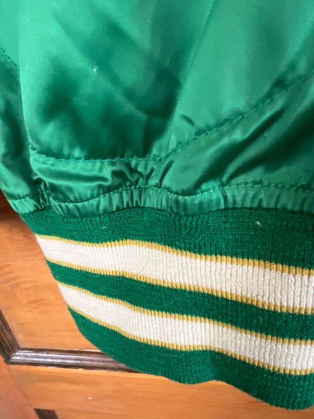 Vintage 1968 Oakland Athletics  Satin Wilson Warmup Jacket 42 Leather Pockets - Picture 8 of 16